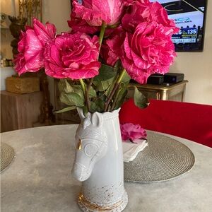 Anthropologie Ceramic Vase with gold rim